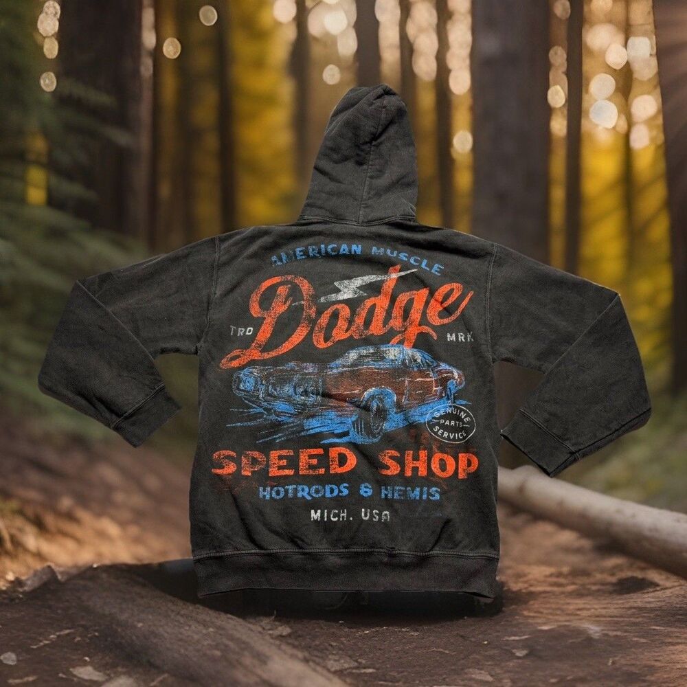Dodge Official Speed Shop Hot Rod Distressed Look NWOT Hooded Sweatshirt Sz XS
